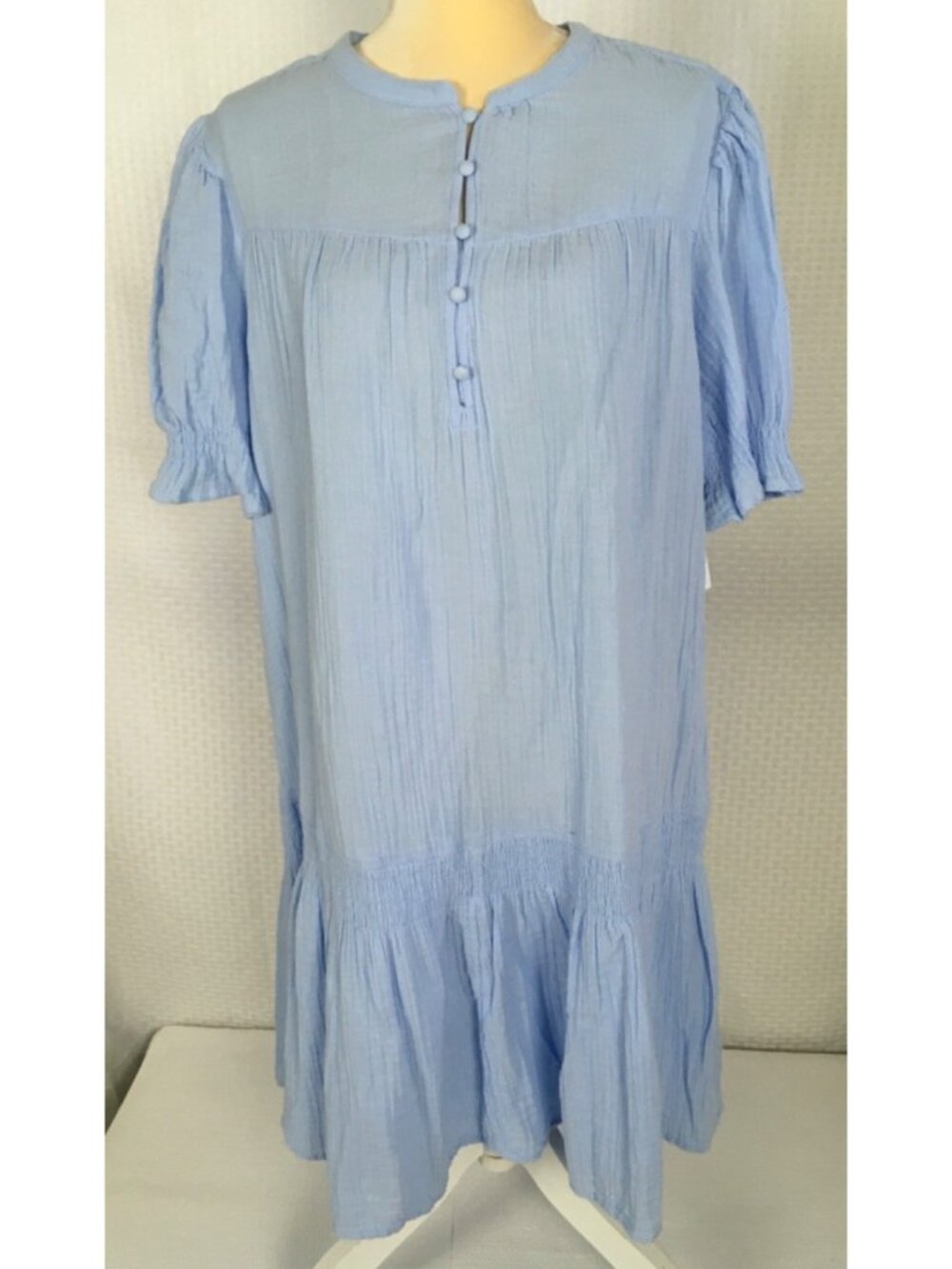 Time and Tru Dress Size XXL 20 Light Blue Drop Waist Short Sleeves New w Tag